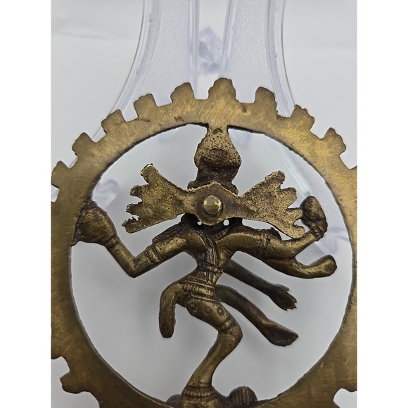 VINTAGE Shiny Dancing Shiva Nataraja Shiva‎ Hindu God Brass Statue 4" - Picture 12 of 16